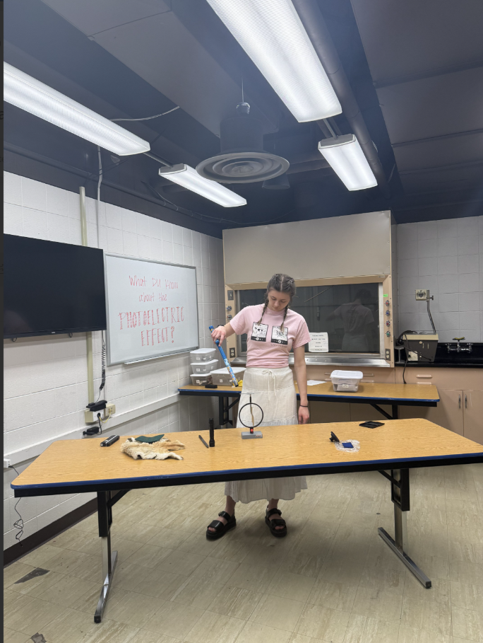 student doing a hands on demonstration