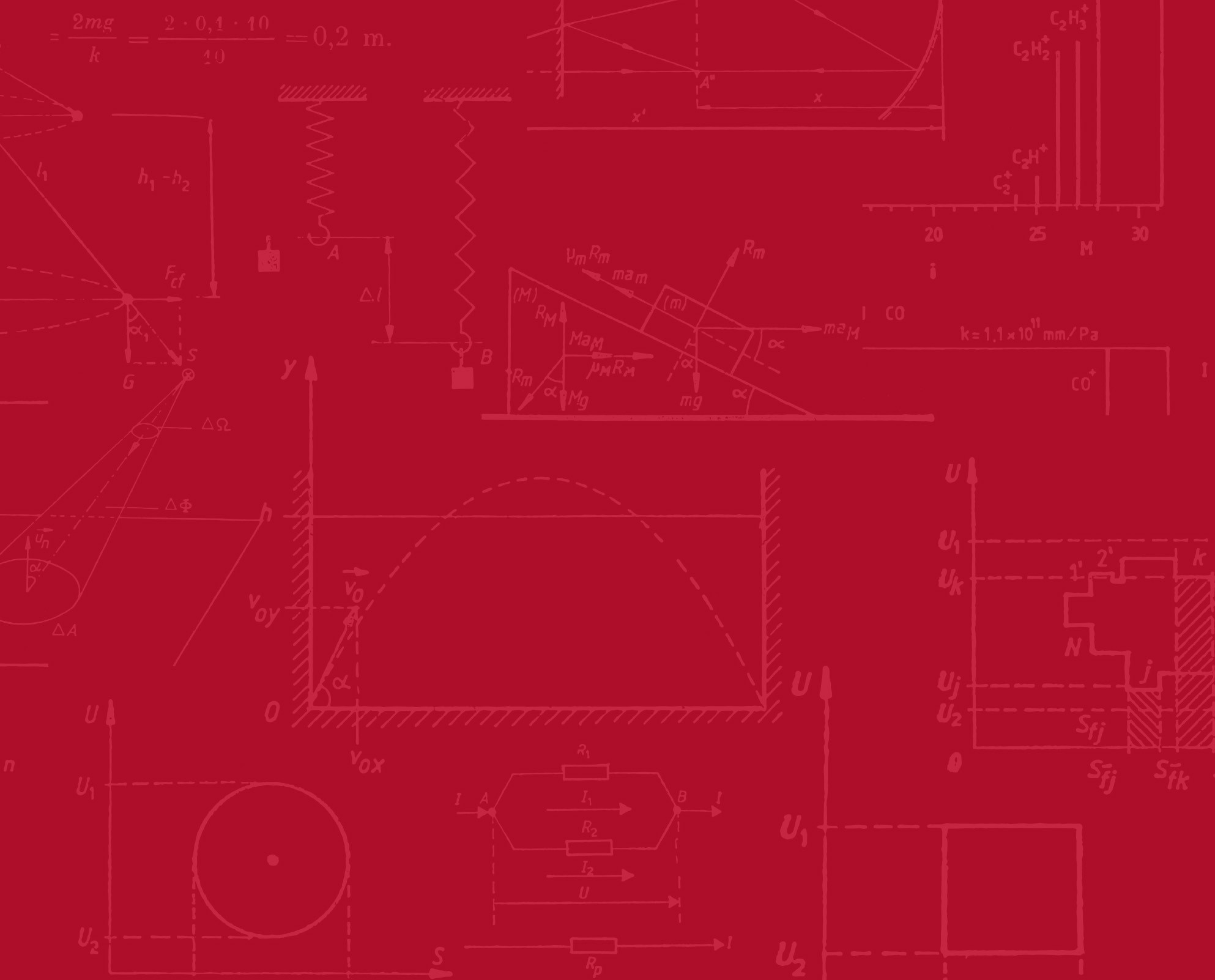 Math equations on red background