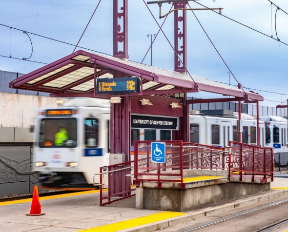 Light rail at DU station