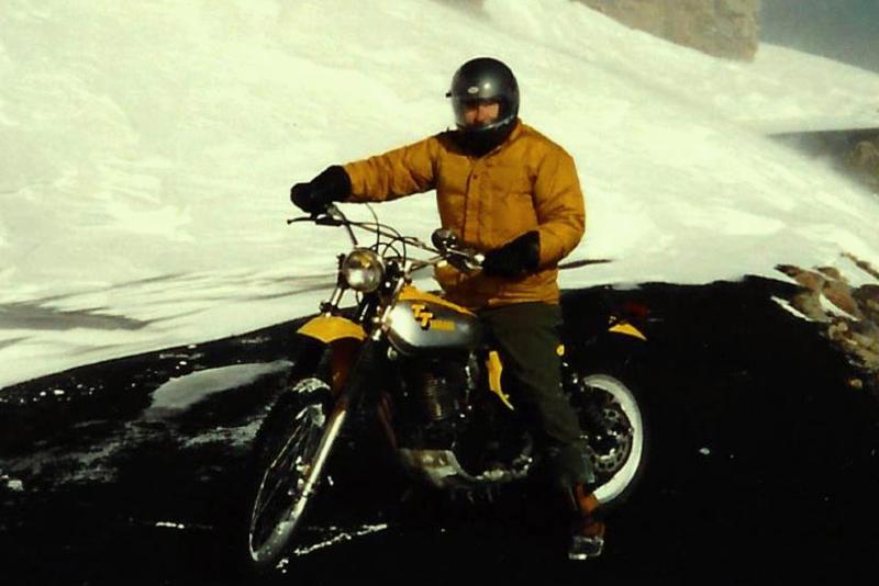 Man on motorcycle on mount evans