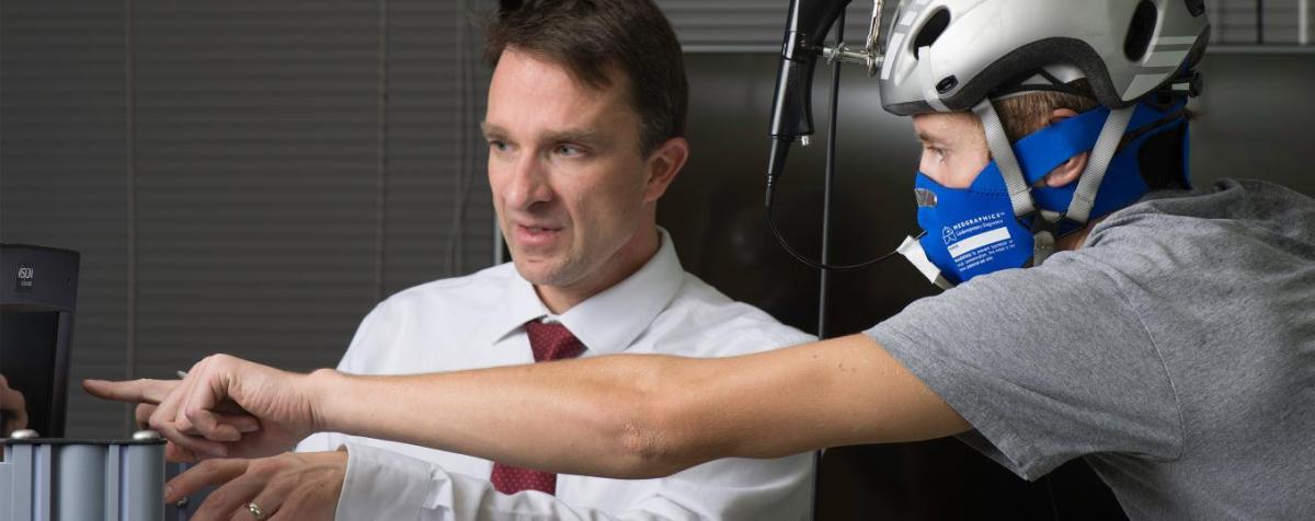 Doctor and patient using medical equipment