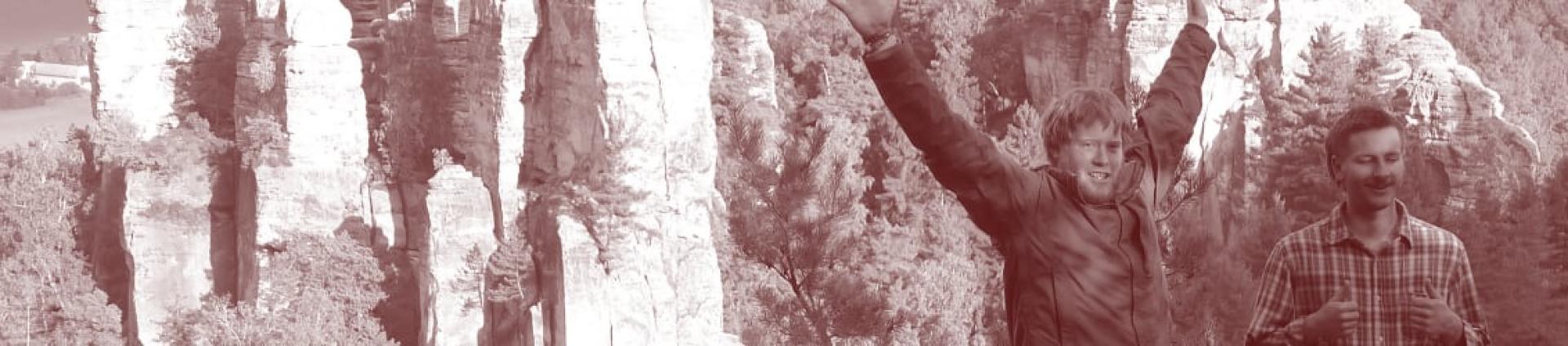2 men at top of canyon